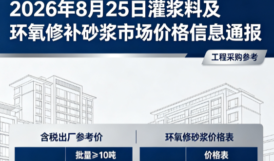偃师2026年8月25日灌浆料及环氧修补砂浆市场价格信息通报